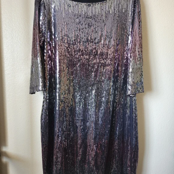 karen kane sequin dress Karen Kane Women's Sequin Long Sleeve Evening Gown - Blue